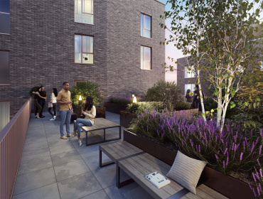 Western Plaza CGI - Communal Terrace access for residents